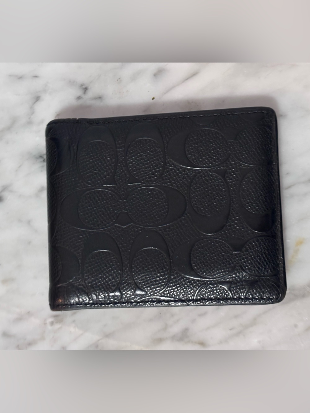 Coach Black Signature Embossed Leather Wallet